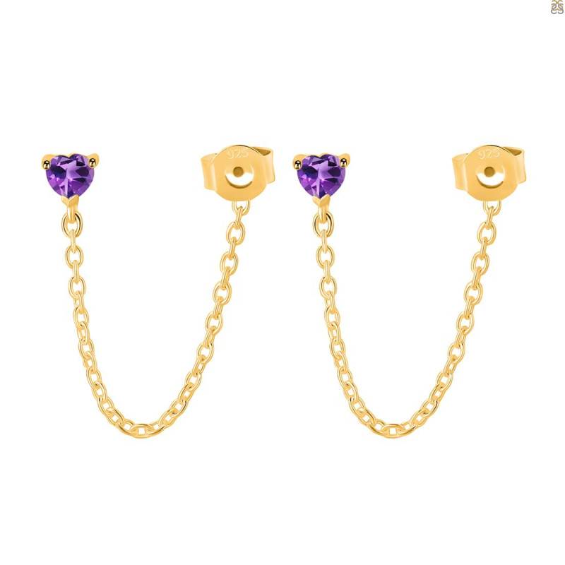 Amethyst Chain Stud Earring AMT-RDE-1235.