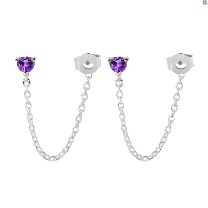 Amethyst Chain Stud Earring AMT-RDE-1235.