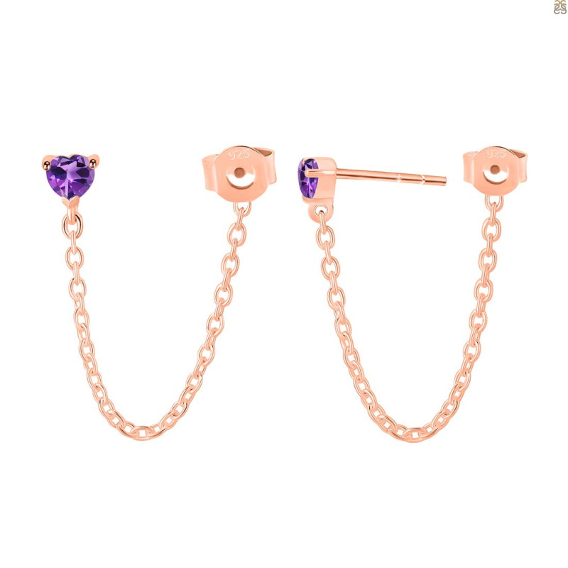 Amethyst Chain Stud Earring AMT-RDE-1235.