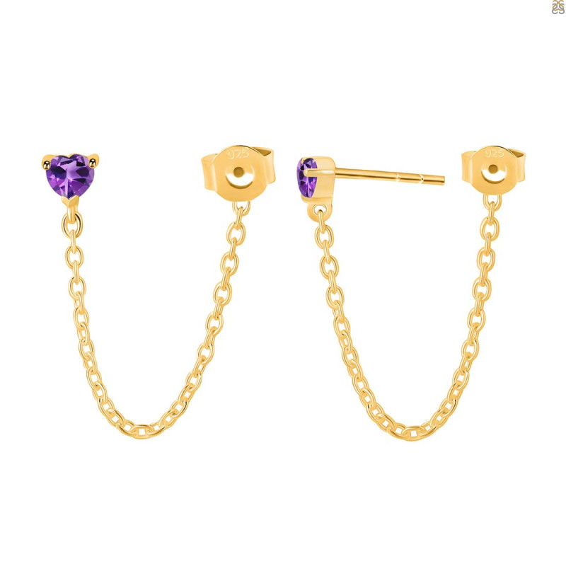 Amethyst Chain Stud Earring AMT-RDE-1235.