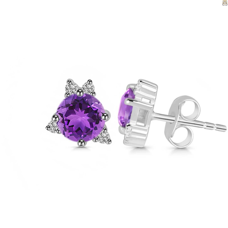 Amethyst & White Topaz Stud Earring