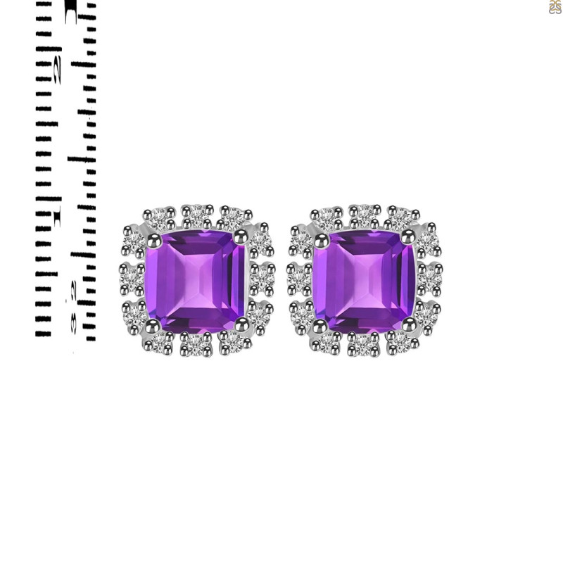 Amethyst & White Topaz Stud Earring AMT-RDE-1263.