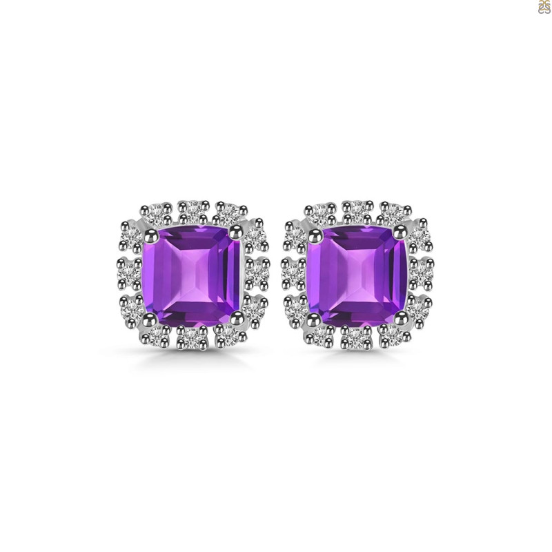 Amethyst & White Topaz Stud Earring AMT-RDE-1263.