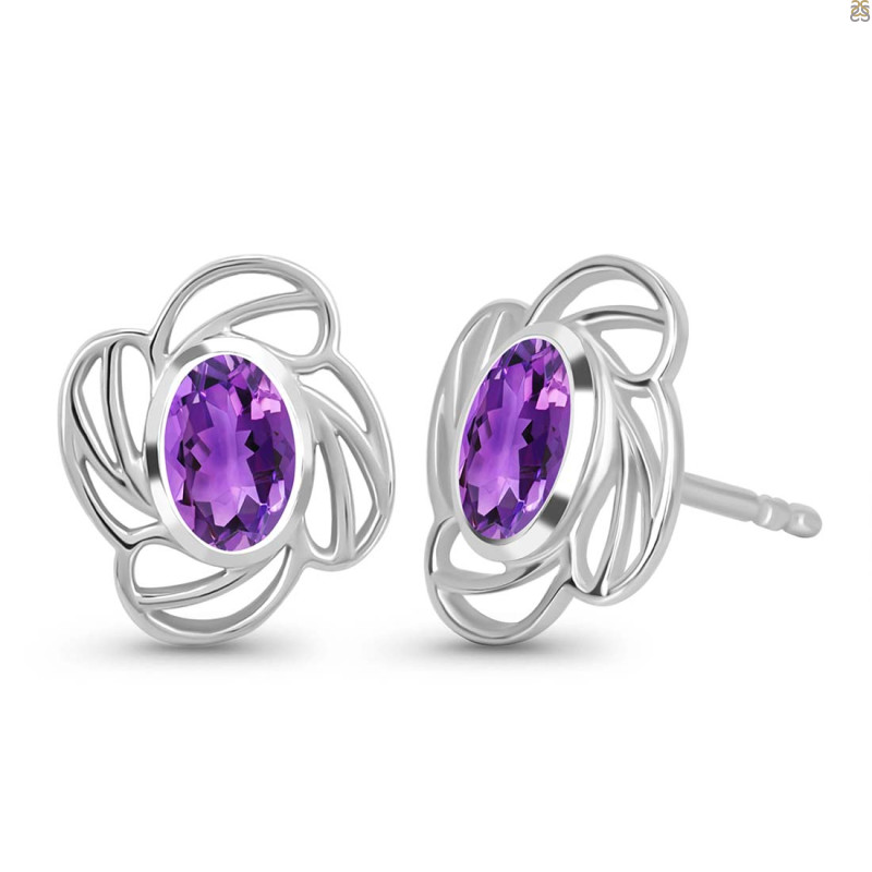 Amethyst Stud Earring