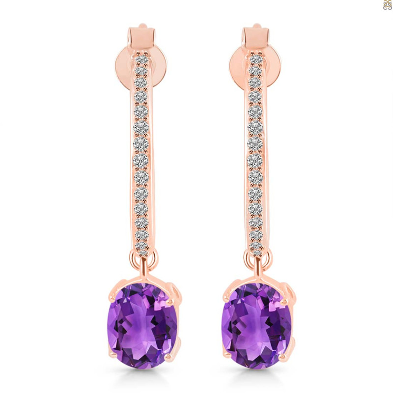 Amethyst & White Topaz Hoop Earring AMT-RDE-1469.