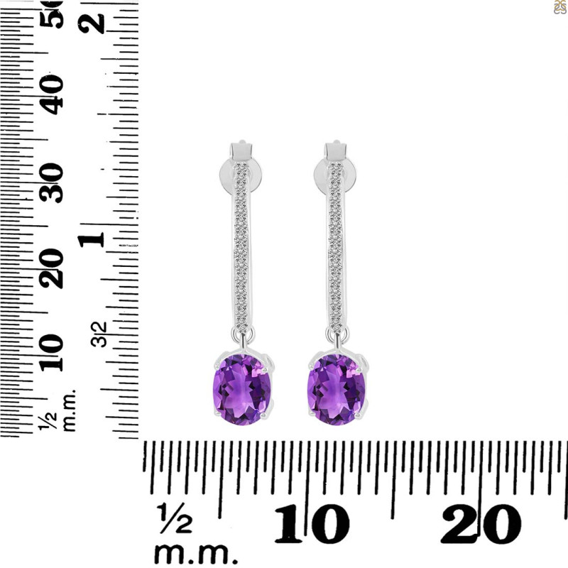 Amethyst & White Topaz Hoop Earring AMT-RDE-1469.