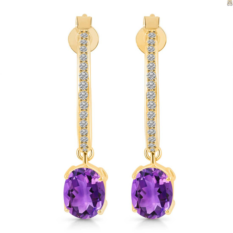 Amethyst & White Topaz Hoop Earring AMT-RDE-1469.
