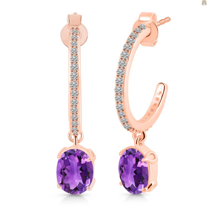 Amethyst & White Topaz Hoop Earring AMT-RDE-1469.