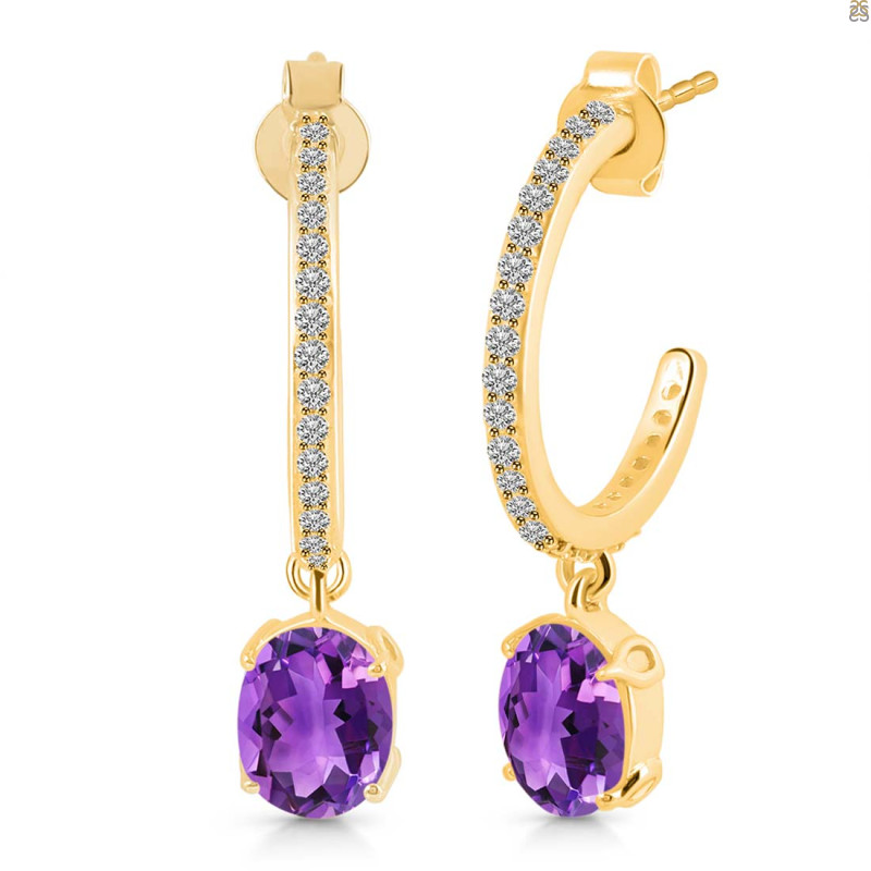 Amethyst & White Topaz Hoop Earring AMT-RDE-1469.