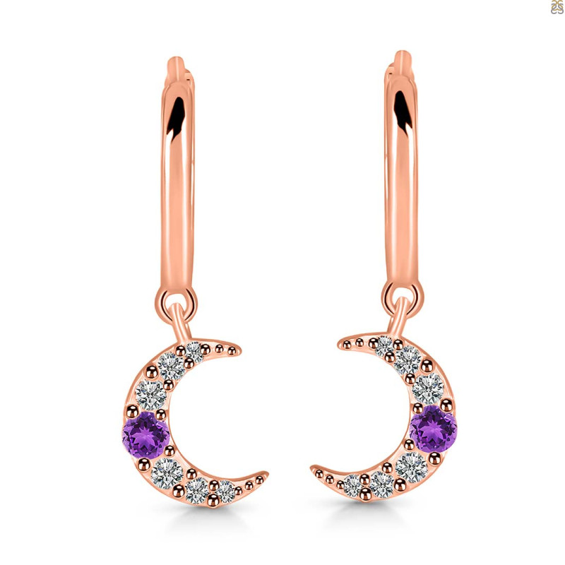 Amethyst & White Topaz Hoop Earring AMT-RDE-1471.