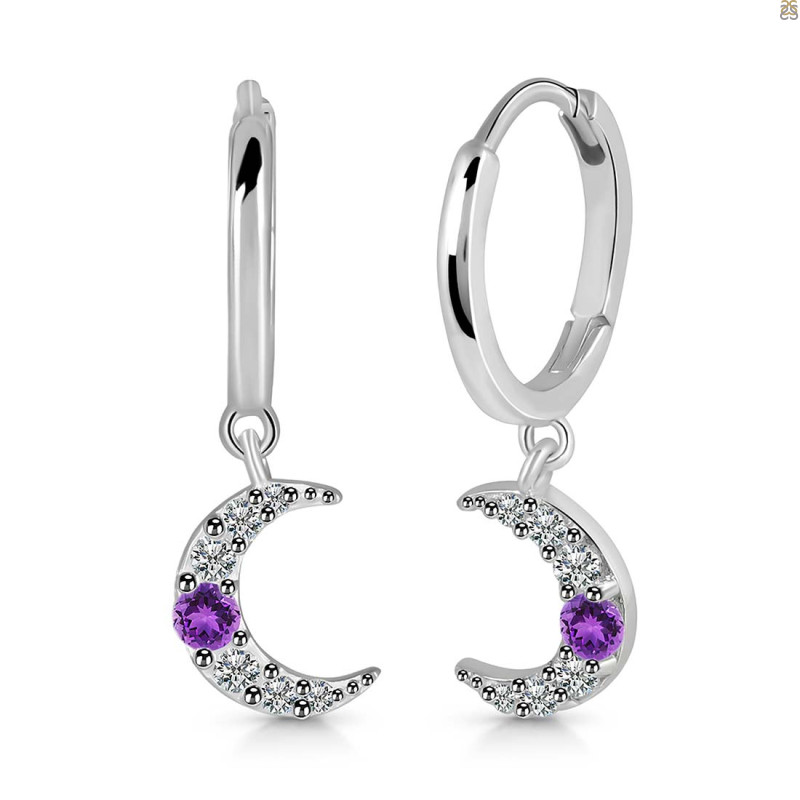 Amethyst & White Topaz Hoop Earring AMT-RDE-1471.