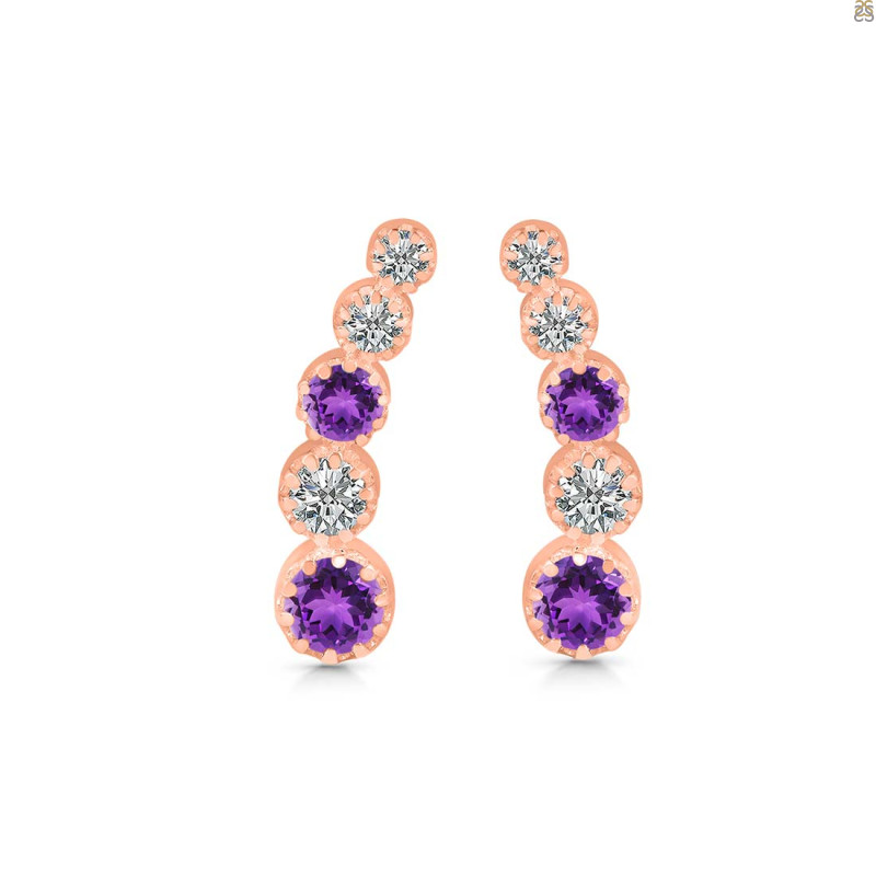 Amethyst & White Topaz Stud Earring AMT-RDE-1472.