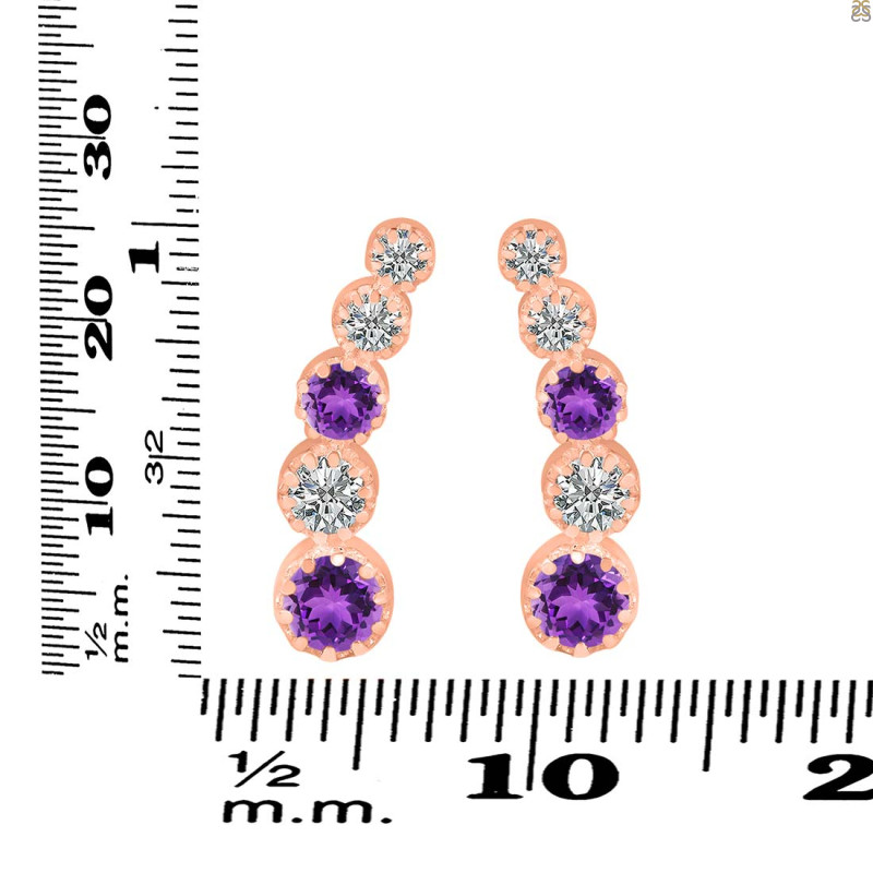 Amethyst & White Topaz Stud Earring AMT-RDE-1472.
