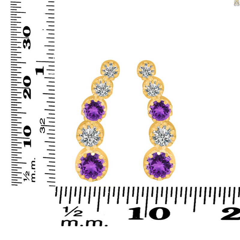 Amethyst & White Topaz Stud Earring AMT-RDE-1472.
