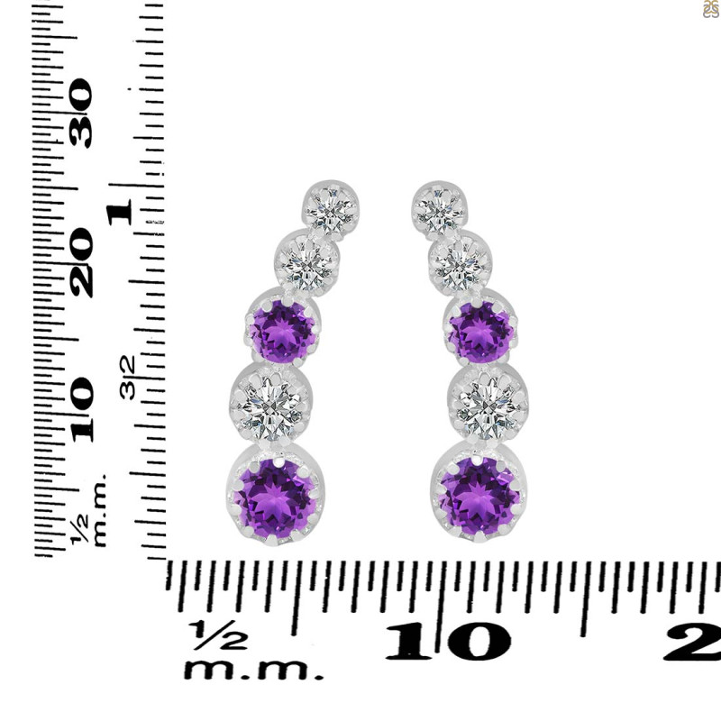 Amethyst & White Topaz Stud Earring AMT-RDE-1472.