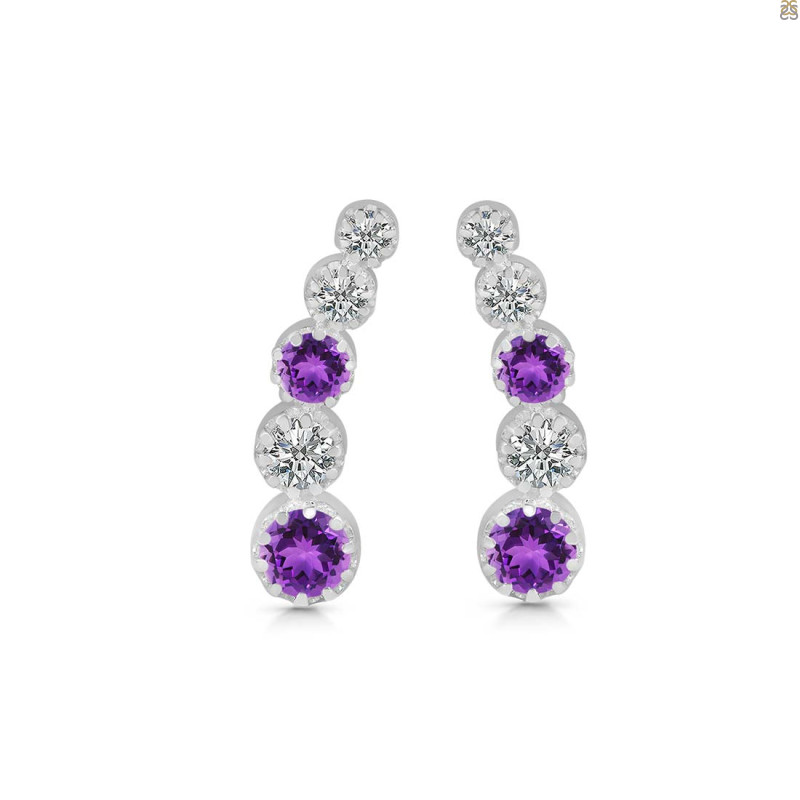 Amethyst & White Topaz Stud Earring AMT-RDE-1472.