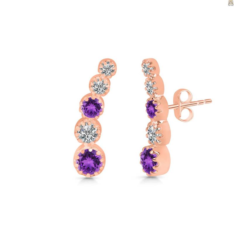 Amethyst & White Topaz Stud Earring AMT-RDE-1472.
