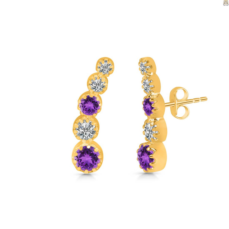 Amethyst & White Topaz Stud Earring AMT-RDE-1472.
