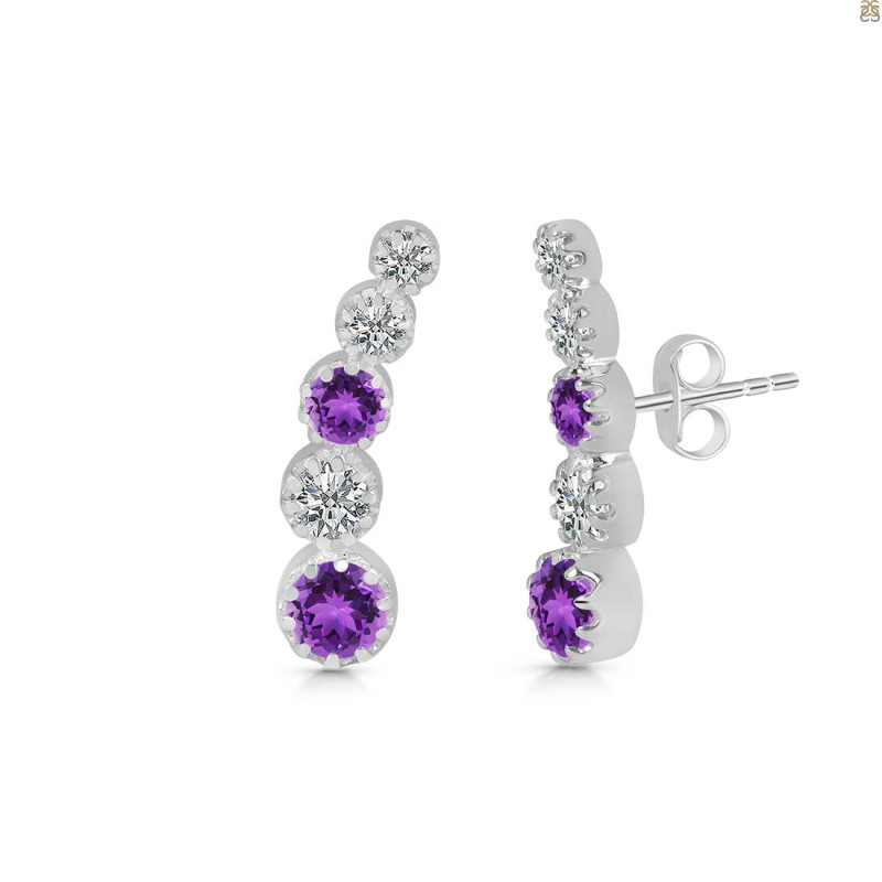 Amethyst & White Topaz Stud Earring