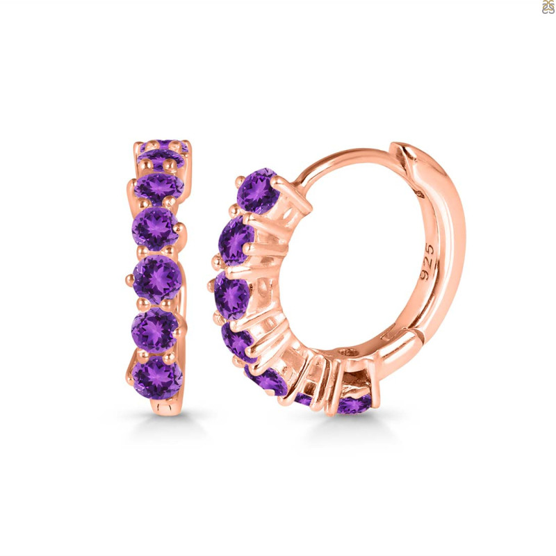 Amethyst Hoop Hoop Earring AMT-RDE-1473.