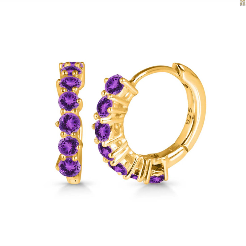 Amethyst Hoop Hoop Earring AMT-RDE-1473.