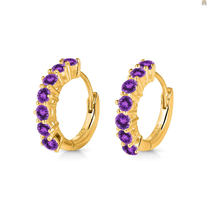 Amethyst Hoop Hoop Earring AMT-RDE-1473.