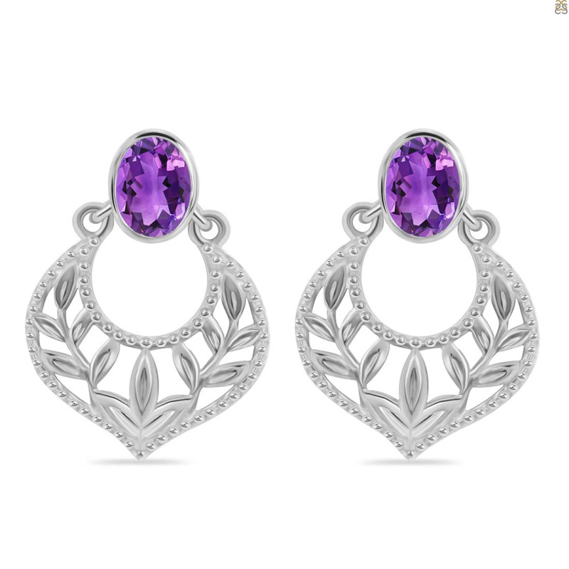 Amethyst Stud Earring AMT-RDE-51.