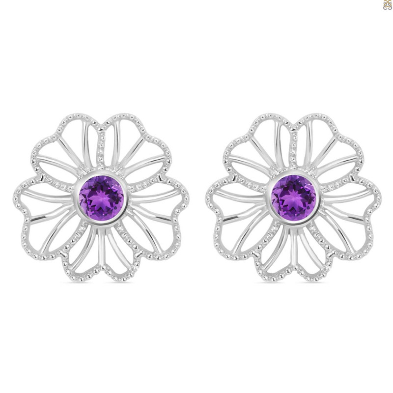 Amethyst Stud Earring AMT-RDE-61.