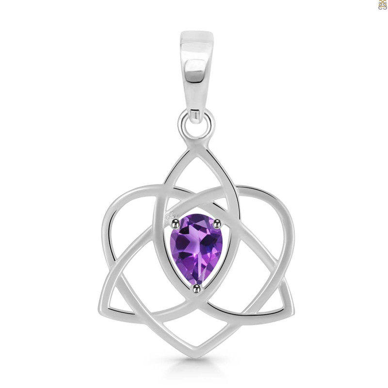 Amethyst Triquetra Heart Knot Pendant AMT-RDEP-880.