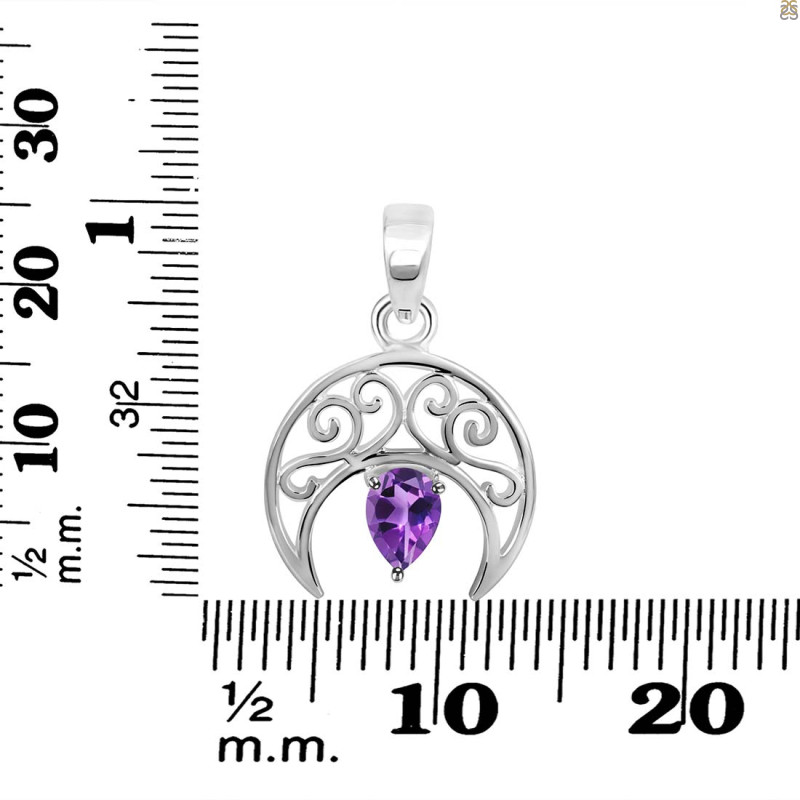 Amethyst Crescent Moon Pendant AMT-RDEP-890.