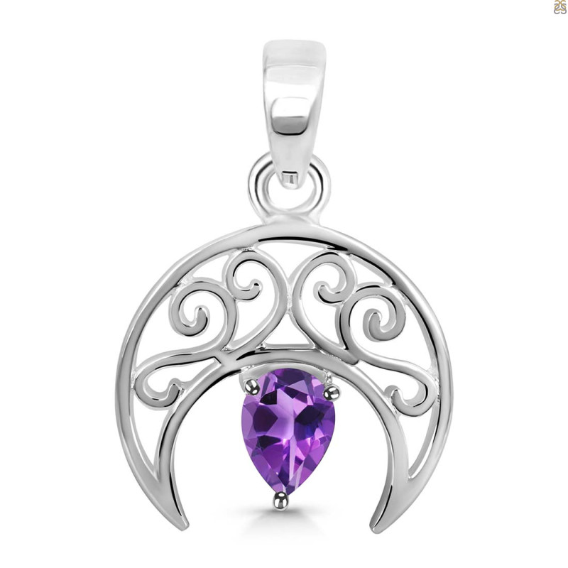 Amethyst Crescent Moon Pendant AMT-RDEP-890.