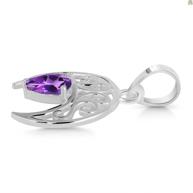 Amethyst Crescent Moon Pendant AMT-RDEP-890.