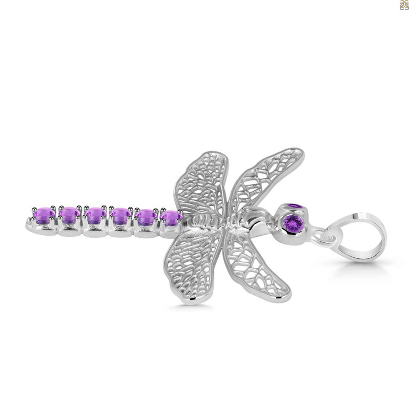 Amethyst Dragon Fly Pendant