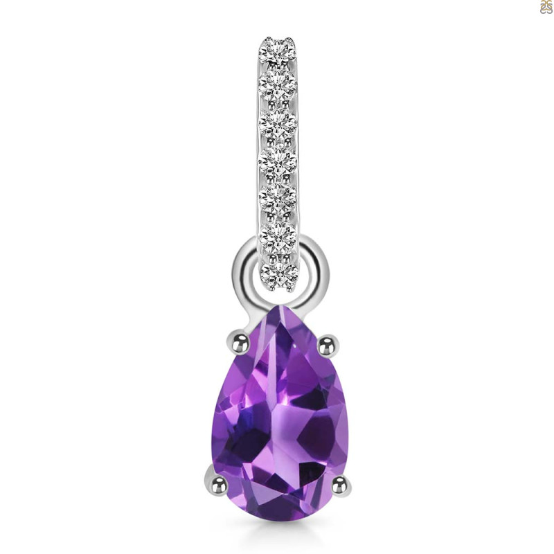 Amethyst & White Topaz Pendant AMT-RDP-550-CZ-LOOP.
