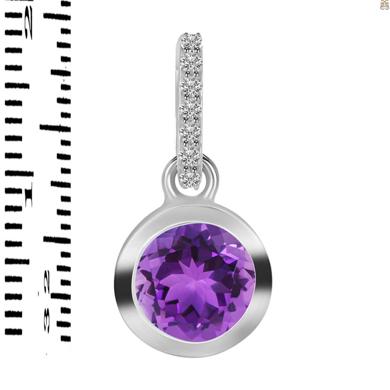 Amethyst & White Topaz Pendant AMT-RDP-742-CZ-LOOP.