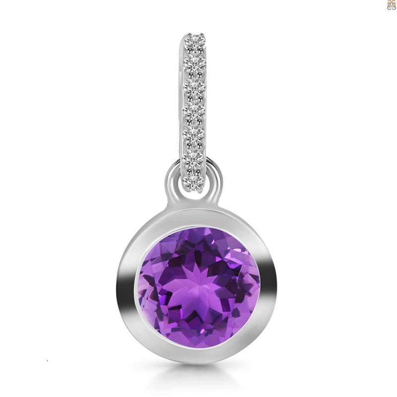Amethyst & White Topaz Pendant AMT-RDP-742-CZ-LOOP.