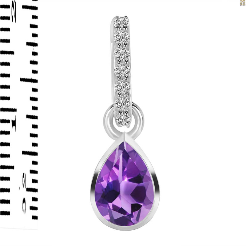 Amethyst & White Topaz Pendant AMT-RDP-779-CZ-LOOP.