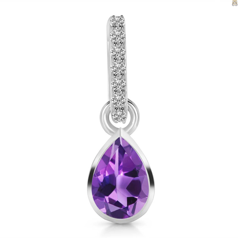 Amethyst & White Topaz Pendant AMT-RDP-779-CZ-LOOP.