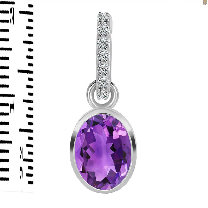 Amethyst & White Topaz Pendant AMT-RDP-792-CZ-LOOP.