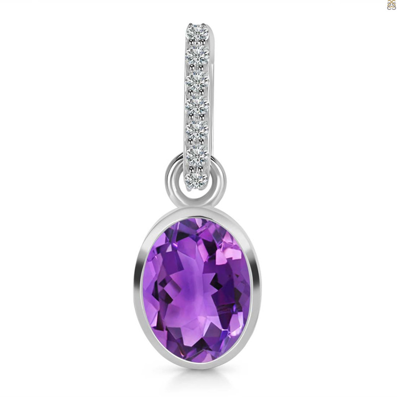 Amethyst & White Topaz Pendant AMT-RDP-792-CZ-LOOP.