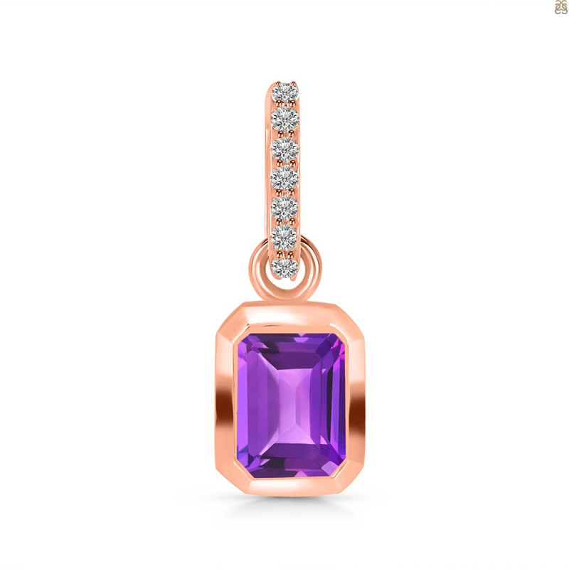 Amethyst & White Topaz Pendant AMT-RDP-954-CZ-LOOP.
