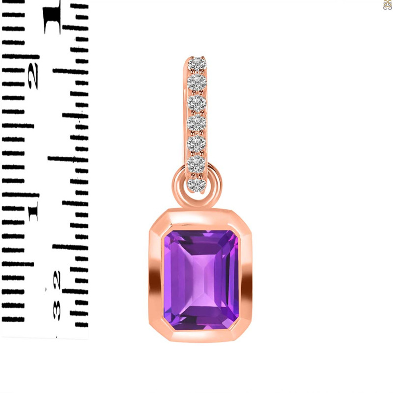 Amethyst & White Topaz Pendant AMT-RDP-954-CZ-LOOP.