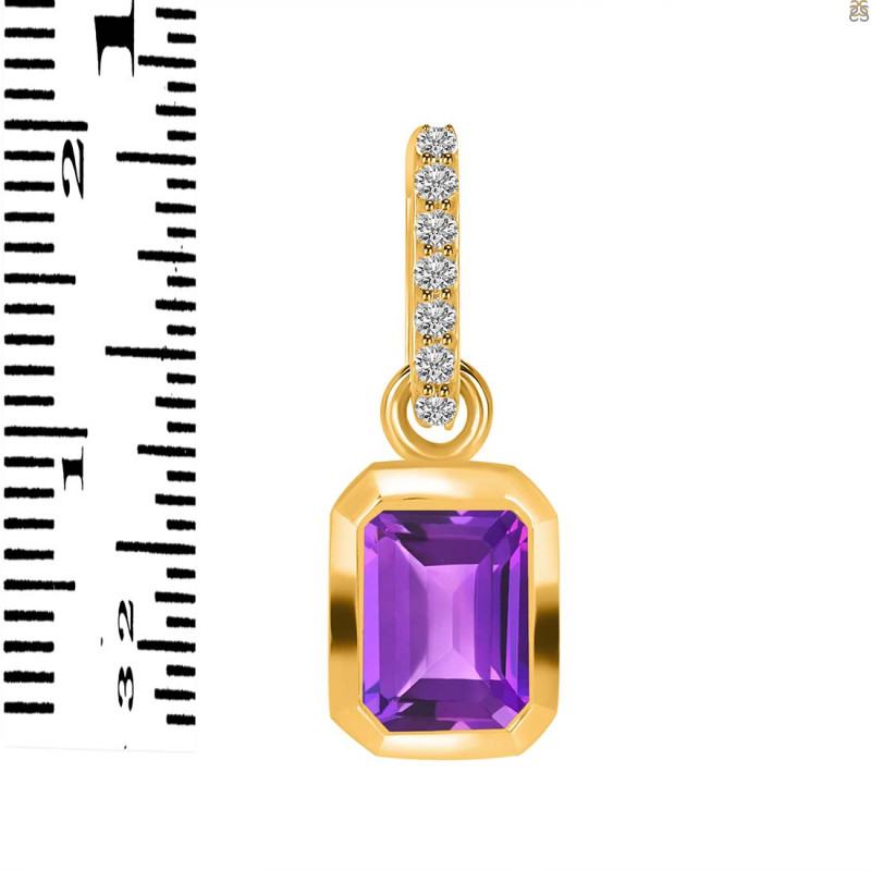Amethyst & White Topaz Pendant AMT-RDP-954-CZ-LOOP.