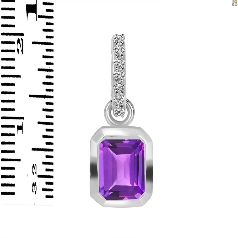 Amethyst & White Topaz Pendant AMT-RDP-954-CZ-LOOP.