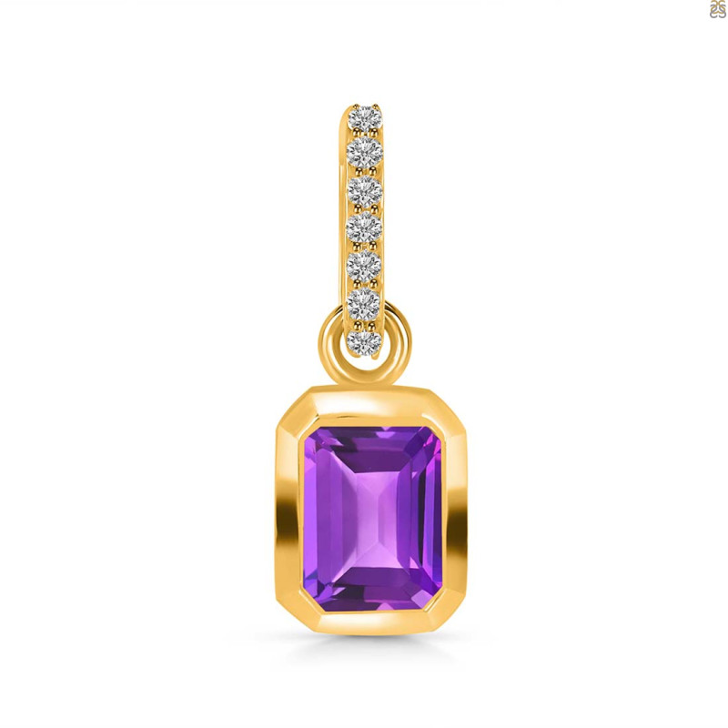 Amethyst & White Topaz Pendant AMT-RDP-954-CZ-LOOP.