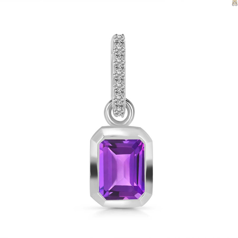 Amethyst & White Topaz Pendant AMT-RDP-954-CZ-LOOP.