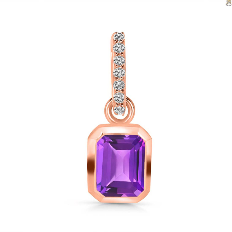 Amethyst & White Topaz Pendant AMT-RDP-955-CZ-LOOP.