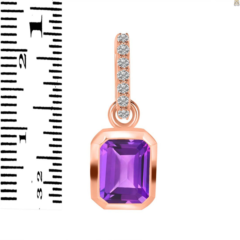 Amethyst & White Topaz Pendant AMT-RDP-955-CZ-LOOP.