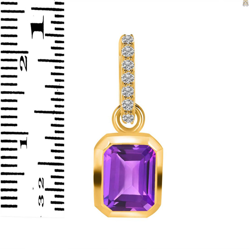Amethyst & White Topaz Pendant AMT-RDP-955-CZ-LOOP.