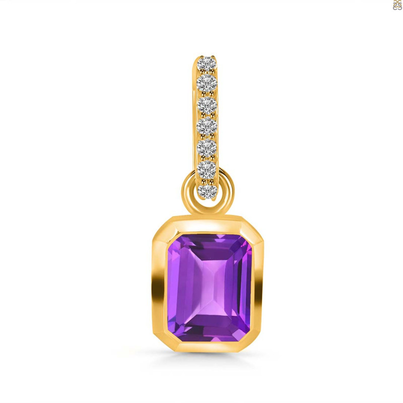 Amethyst & White Topaz Pendant AMT-RDP-955-CZ-LOOP.